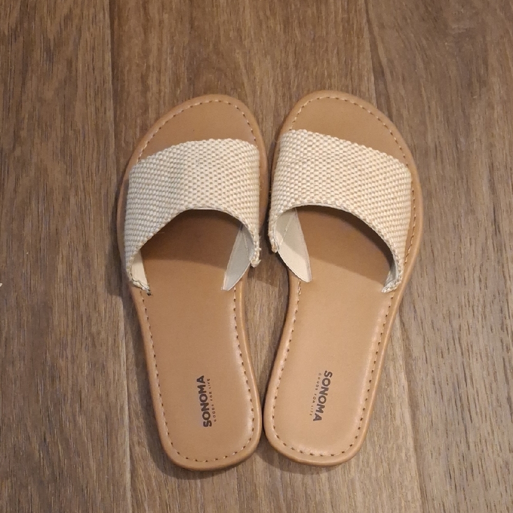 Sonoma Cream Woven Slide Sandals for Women